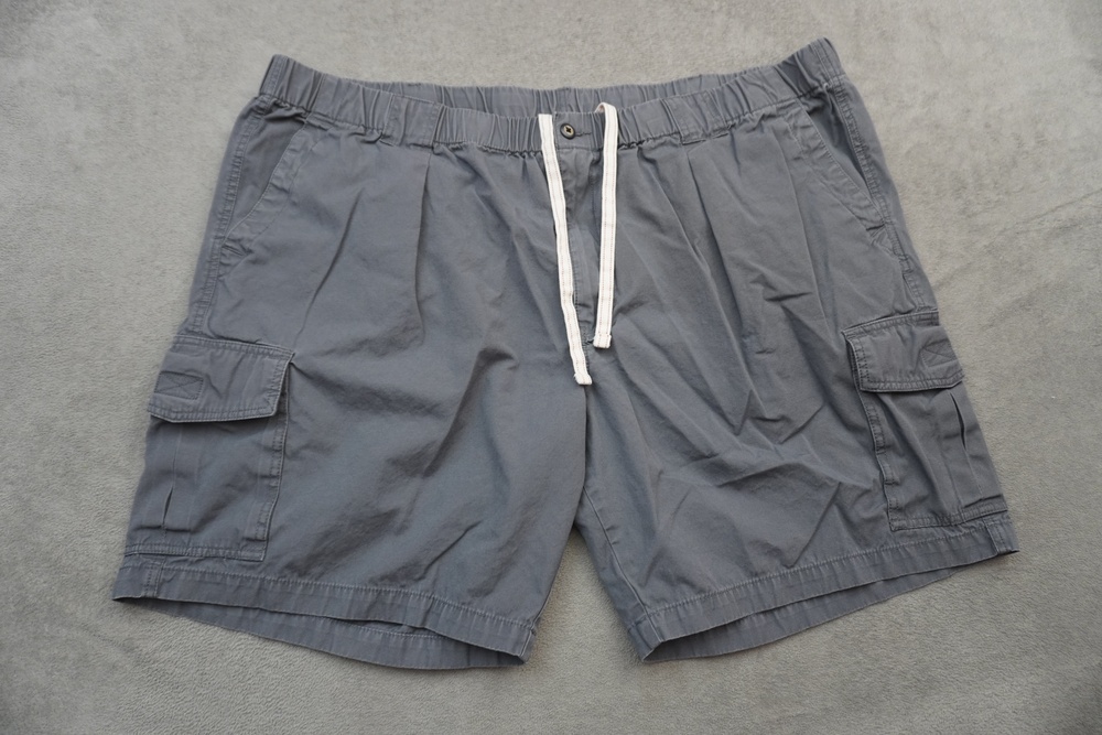 Tommy Bahama Shorts Mens 3XLT 46 Gray Cargo Cotton Elastic Drawstring 9" Inseam